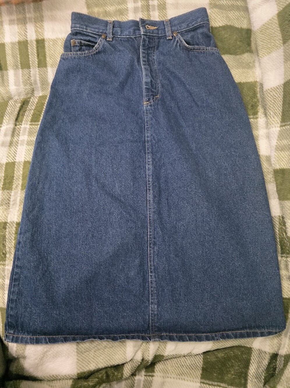 Vintage Lee Union Made Denim Midi Skirt – Size 27W (Made in USA)